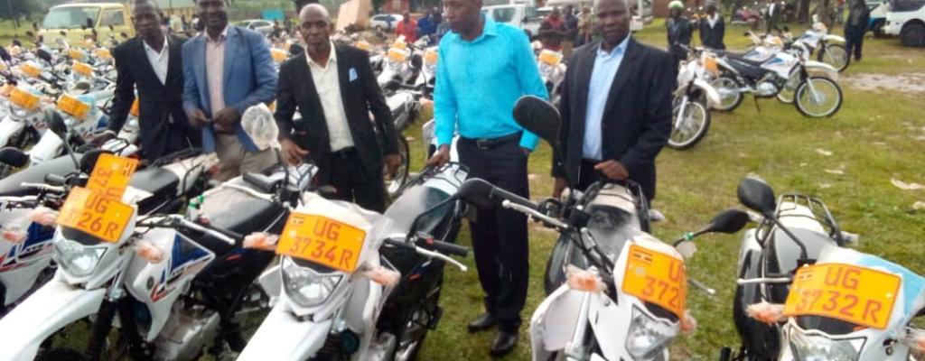 LC III Chairpersons receiving Motorcycles